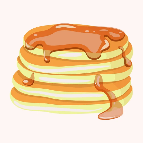 Pannkakor med bär och honung-ikonen. Tecknade vektorillustration isolerade på vit bakgrund. — Stock vektor