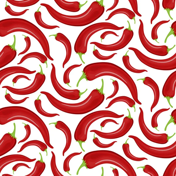 Chili paprika varrat nélküli mintát. Szép fényes piros paprika, fehér alapon. — Stock Vector