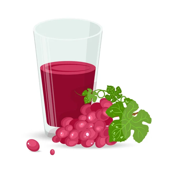 Uva fresca e suco de uva fresco em um copo — Vetor de Stock