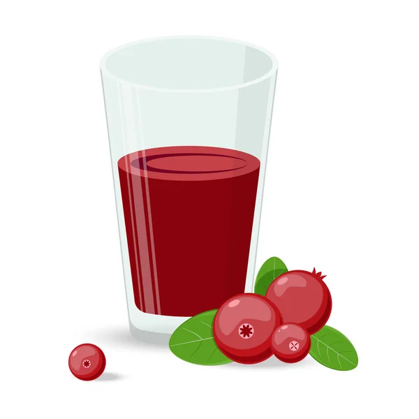 Cowberry, Vörösáfonya, lapos vektor stílusban. Édes vörös forest berry. Bogyó leve. — Stock Vector