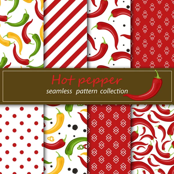 Chili pepper bezešvé vzor. Krásné zářivě červené papriky na bílém pozadí. — Stockový vektor