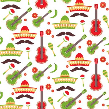 Meksika yinelenen seamless modeli. Cinco de Mayo sorunsuz kumaş. Hisse senedi vektör.