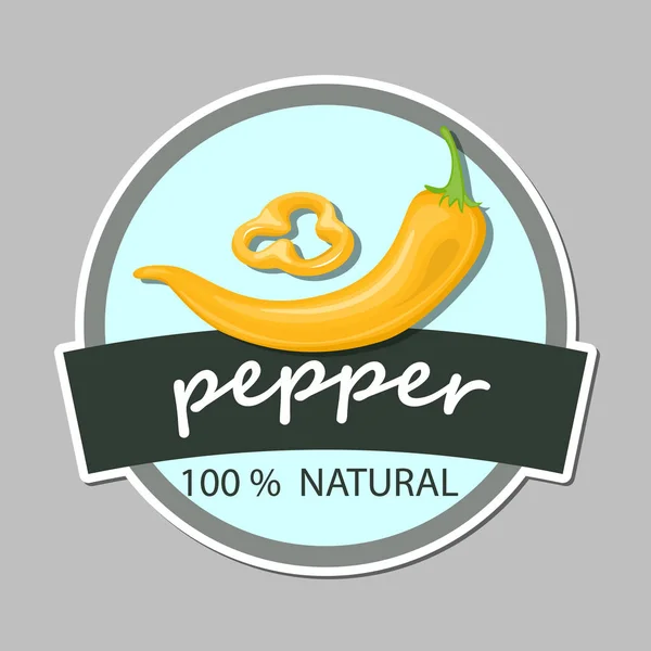 Логотип перца чили для пищевой этикетки или наклейки. Концепция для фермерского рынка , — стоковый вектор