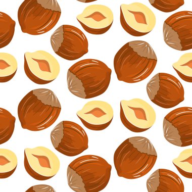 Fındık fındık. Vektör sonsuz tekrarlanan öğeleri ile seamless modeli.