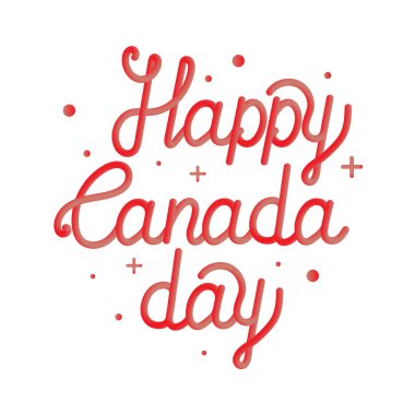 Mutlu Kanada günü el tipografi tasarımı çekilmiş. Yazı illüstrasyon. Reklam, poster, duyuru, davet ya da tebrik kartı için mükemmel.