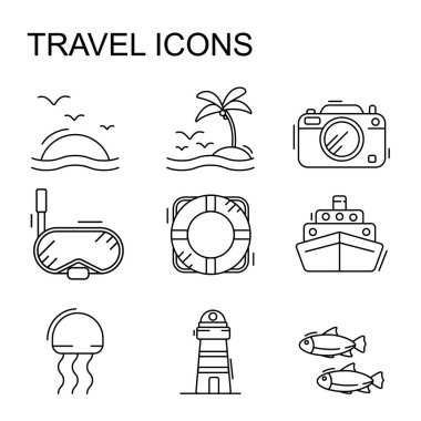 Tur ve seyahat ana hatları simgesi vektör çizimi