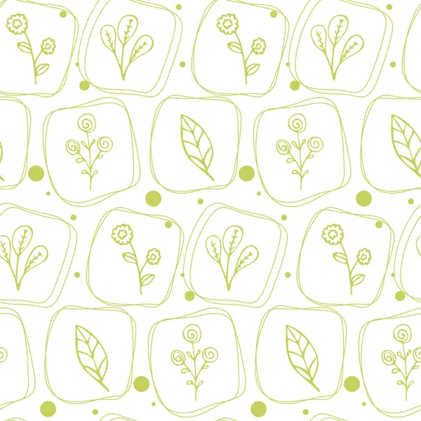 Seamless texture with floral pattern in doodle style. Thin outline. Vector template for textile, fabrics, wrapping paper. — Stock Vector