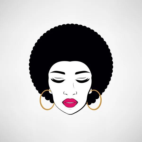 Framifrån porträtt av en svart kvinna ansikte — Stock vektor