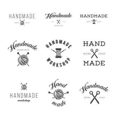 El yapımı atölye logo vintage vektör set.