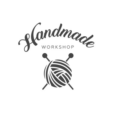 El yapımı atölye logo vintage vektör