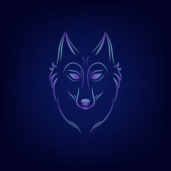 Silueta de lobo. Vintage logotipo de la cara de lobo emblema — Archivo Imágenes Vectoriales