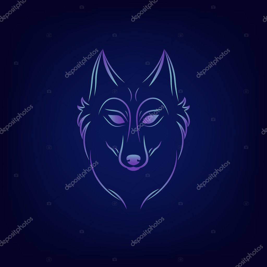Wolf silhouette. Vintage wolf face logo emblem template for business or t-shirt design. Vector wolf Vintage Design Element. Wolf logo. Wolf icon. Color silhouette wolf.