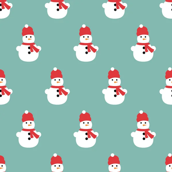Un patrón perfecto de muñecos de nieve y copos de nieve . — Vector de stock