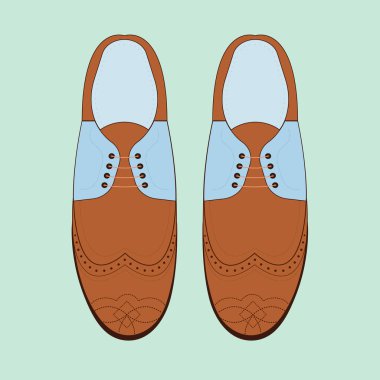 Erkek moda ayakkabıları ile vektör çizim. Klasik aksanlı konuşma ayakkabı. Oxfords Erkek Ayakkabı.