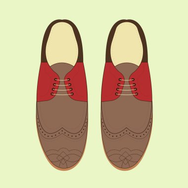 Erkek moda ayakkabıları ile vektör çizim. Klasik aksanlı konuşma ayakkabı. Oxfords Erkek Ayakkabı.