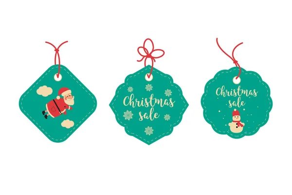 Impostare Retro Tag Natale. Collezione di elementi di design natalizi isolati su sfondo bianco. Illustrazione vettoriale — Vettoriale Stock