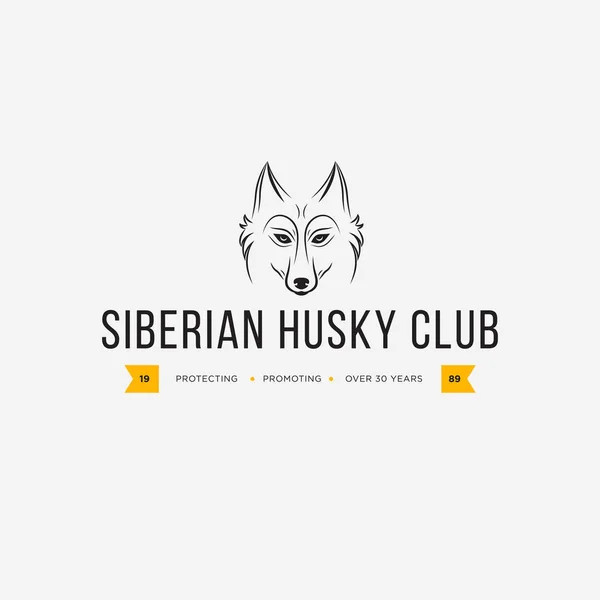 Векторное изображение собаки сибирской хаски дизайн на белом фоне и желтом фоне, логотип, символ, животные — стоковый вектор