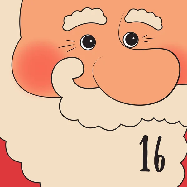 Affiche de Noël. Calendrier coloré de l'Avent de Noël. Compte à rebours pour Noël 16 — Image vectorielle