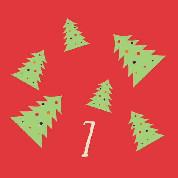 Affiche de Noël. Calendrier coloré de l'Avent de Noël. Compte à rebours pour Noël-7 — Image vectorielle