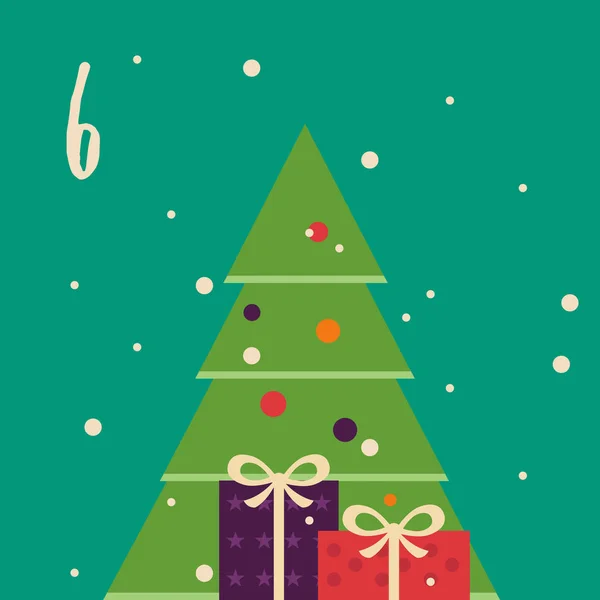 Boże Narodzenie plakat. Kalendarz adwentowy kolorowe Boże Narodzenie. Odliczanie do Świąt-6 — Wektor stockowy