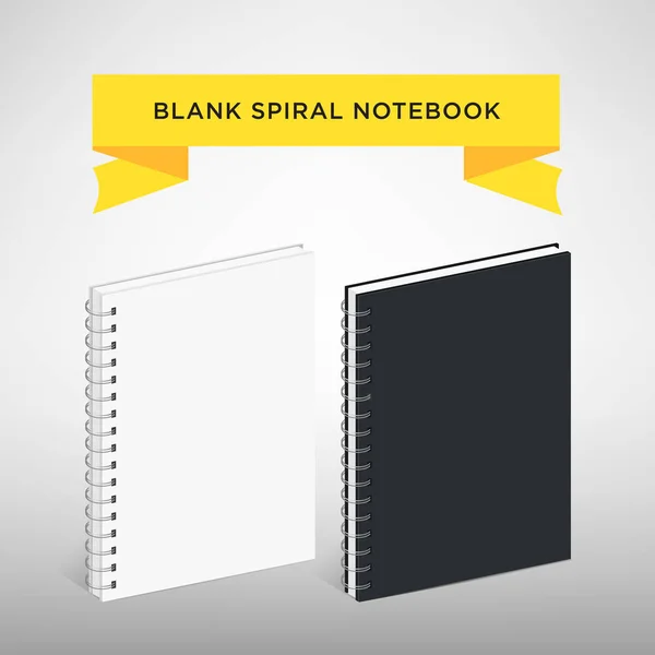 Modelo de caderno em espiral em branco: Ilustração vetorial. Cor branca e preta . —  Vetores de Stock