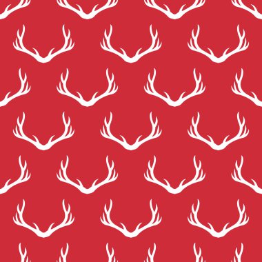 Noel boynuzları siluet seamless modeli. Xmas geyik illüstrasyon. Hayvan baş doku. Dizayn Tekstil, duvar kağıdı, web, kumaş, dekor vb için.