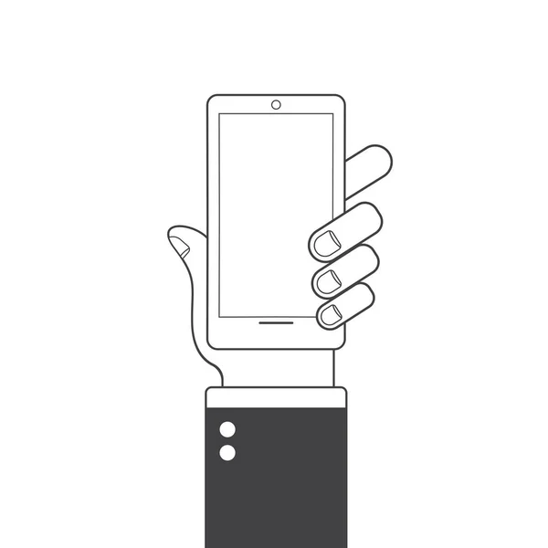 Hand holding smart phone. Flat design. Web icon. — Stock Vector