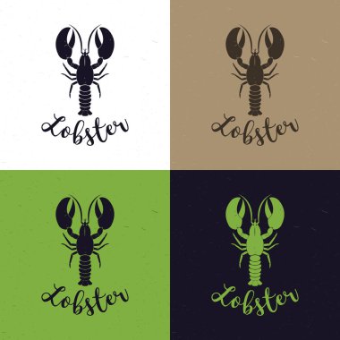 Deniz ürünleri Restoran logo şablonu farklı arka plan üzerinde ıstakoz. Şablon simgesi, logo, baskı, dövme için.