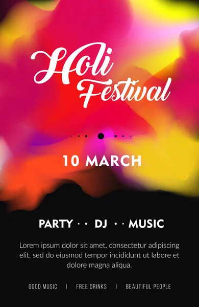 Illustrazione di DJ party banner per la celebrazione di Holi. Volantino creativo, banner o opuscolo di design per il Festival indiano dei colori, Felice celebrazione Holi . — Vettoriale Stock