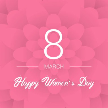 8 Mart. Çiçek tebrik kartı. Uluslararası Kadınlar Günü kutlu olsun. Paperholiday arka plan metin için yer ile. Modaya uygun bir tasarım şablonu. Vektör çizim.