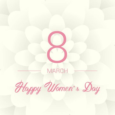 8 Mart. Çiçek tebrik kartı. Uluslararası Kadınlar Günü kutlu olsun. Paperholiday arka plan metin için yer ile. Modaya uygun bir tasarım şablonu. Vektör çizim.
