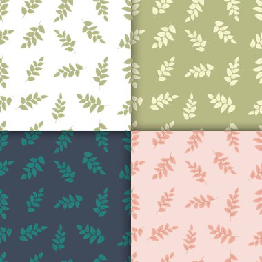 yaprak ile dört Dikişsiz desen kümesidir. soyut yaprak dokusu, sonsuz background.seamless desen olabilir, duvar kağıdı, desen dolgularını, web sayfası arka planı için kullanılan, yüzey dokuları.