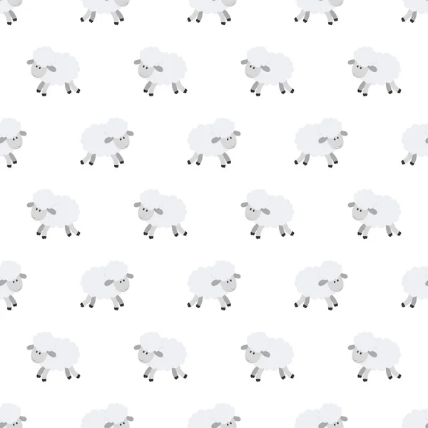 Seamless pattern with cute sheep. Vector background for kids. Cartoon style. Childrens doodle. Babyhood. Newborn. Vector illustration and element for your design, wallpaper. Zoo. Kids. Farm. — Stock Vector