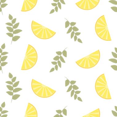 Sorunsuz çiçek desenli. Limon meyve arka plan. Çiçekler, yapraklar, limon. Vektör.