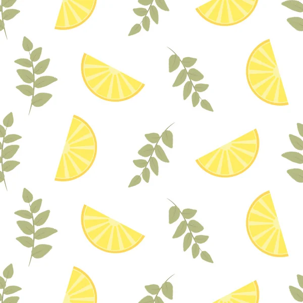 Απρόσκοπτη λουλουδάτο μοτίβο. Λεμόνι φρούτων φόντο. Λουλούδια, φύλλα, λεμόνια. Διάνυσμα. — Διανυσματικό Αρχείο
