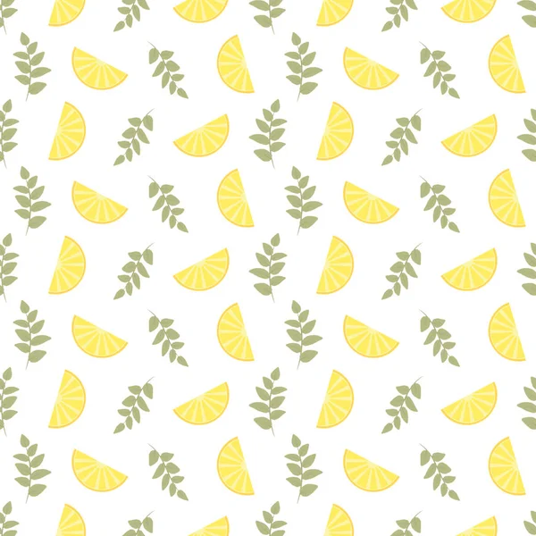Seamless Floral Pattern. Lemon Fruits Background. Flowers, Leaves, Lemons. Vector. — Stock Vector