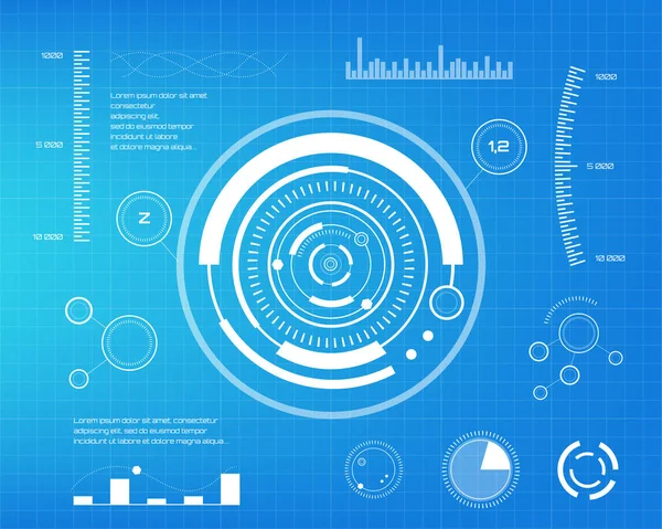 Set di elementi infografici bianchi. Elementi di visualizzazione Head-up per il web e l'app. Interfaccia utente futuristica. Grafico virtuale . — Vettoriale Stock