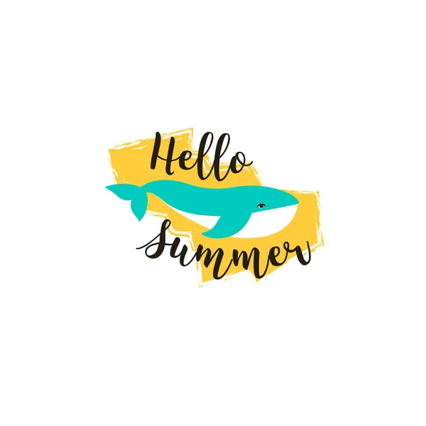 Sommerkarte mit handgezeichnetem Pinselaufdruck. Sommerhintergrund mit kalligrafischen Gestaltungselementen, Vektorillustration. Sommerferienplakat. — Stockvektor
