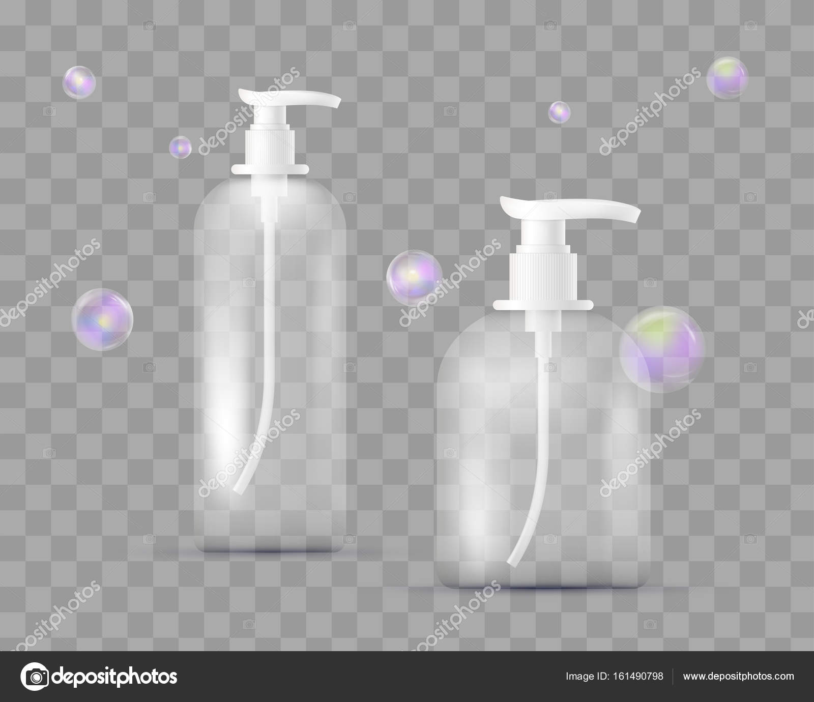 Realistic set of different bottles for pharmaceutical, makeup isolated
