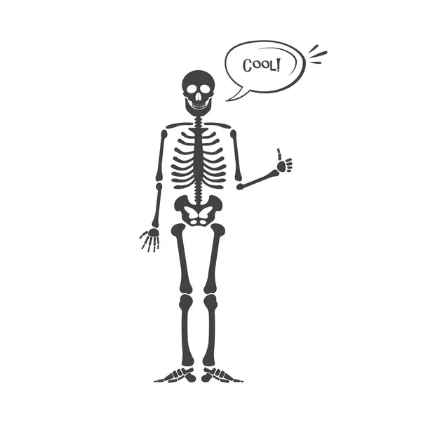 Anatomía humana esquelética. Vector halloween esqueleto negro aislado en blanco. Signo de mano esqueleto: ok, dedo arriba, dedo abajo, puño, dedo medio, cuernos Rock n roll, palmadas y otros emoji . — Vector de stock