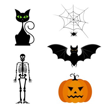 Farklı siyah Cadılar Bayramı siluetlerinin vektör koleksiyonu.