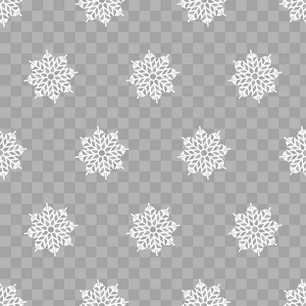 Padrão abstrato de flocos de neve transparentes caindo sobre fundo translúcido. Padrão sem costura para banner, saudação, cartão de Natal e Ano Novo, convite, cartão postal, embalagem de papel. Vetor . — Vetor de Stock