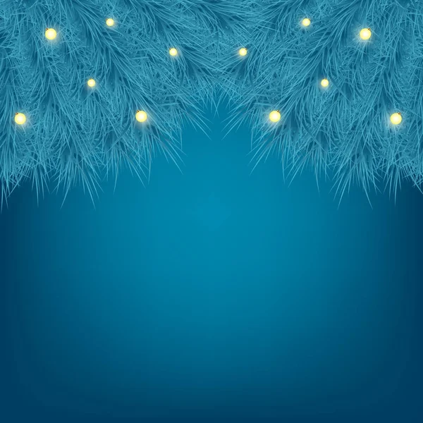 Ilustración vectorial de Feliz Navidad y feliz año nuevo fondo con rama de árbol y guirnalda ligera de Navidad . — Vector de stock