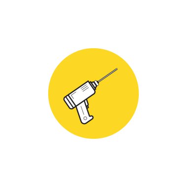 Tornavida, matkap satır simgesi, anahat vektör işareti, doğrusal piktogram beyaz izole. Sembol, logo illüstrasyon.