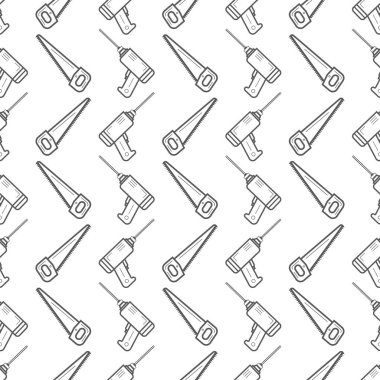 Araçları onarım ve beyaz arka plan üzerinde inşaat ile Seamless modeli. Vektör çizim.