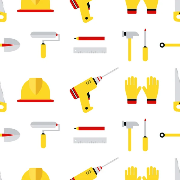 Nahtlose Werkzeugmuster. Konstruktionswerkzeuge Vektorsymbole nahtlose Muster. Hand Ausrüstung Hintergrund in flachem Stil. — Stockvektor