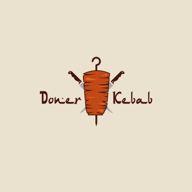 Döner kebap logo şablonlar. Türk ve Arap fast food Restoran için vektör yaratıcı etiketleri.