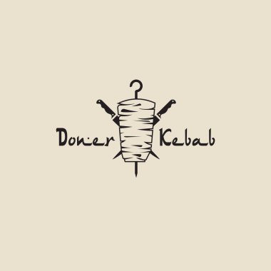 Döner kebap logo şablonlar. Türk ve Arap fast food Restoran için vektör yaratıcı etiketleri.