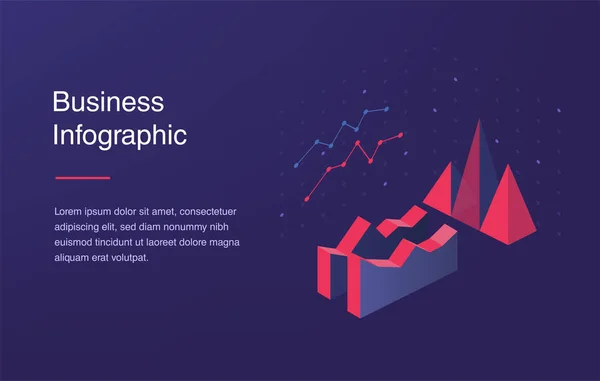 Web-Banner mit Neonlicht und moderner 3D-isometrischer Infografik für Ihre Unternehmenspräsentationen. isometrischer Gradientenstil. Homepage-Konzept. Design-Attrappe. — Stockvektor