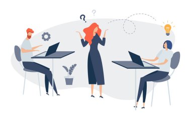 Bir grup insan online haberler, sosyal ağlar, sanal iletişim, şirket haberleri, site inşaatı hakkında düşünüyor. İş adamları sosyal konuları tartışır. Bir proje başlat